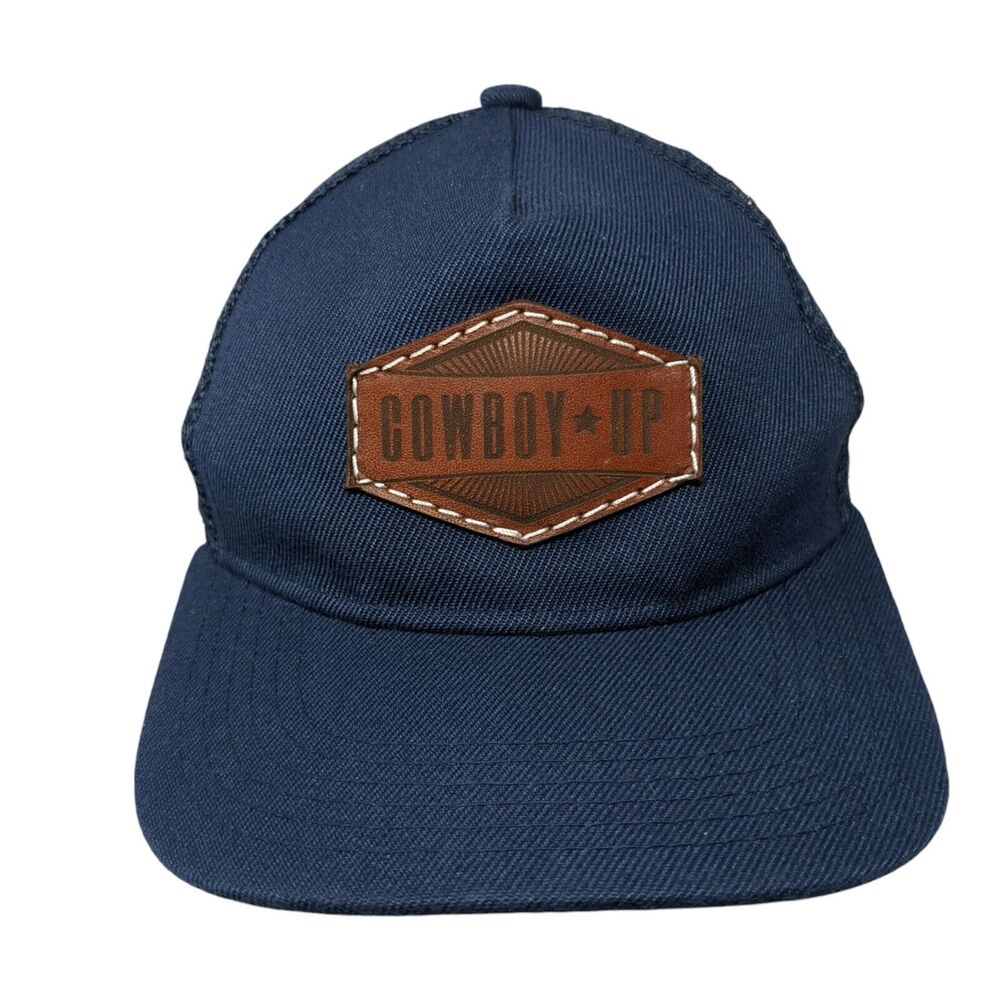 Cowboy Up Snapback Trucker Hat Blue OS Adjustable Embroidered Mesh Back Crown